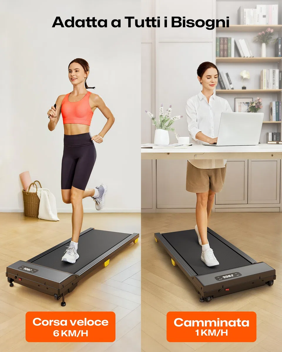 UREVO Tapis Roulant Elettrico con Inclinazione 9%, Walking Pad Sotto Scrivania Silenzioso 2.5HP, Display LED e Telecomando, Mini Tappeto da Corsa Salvaspazio con Telecomando per Casa e Ufficio