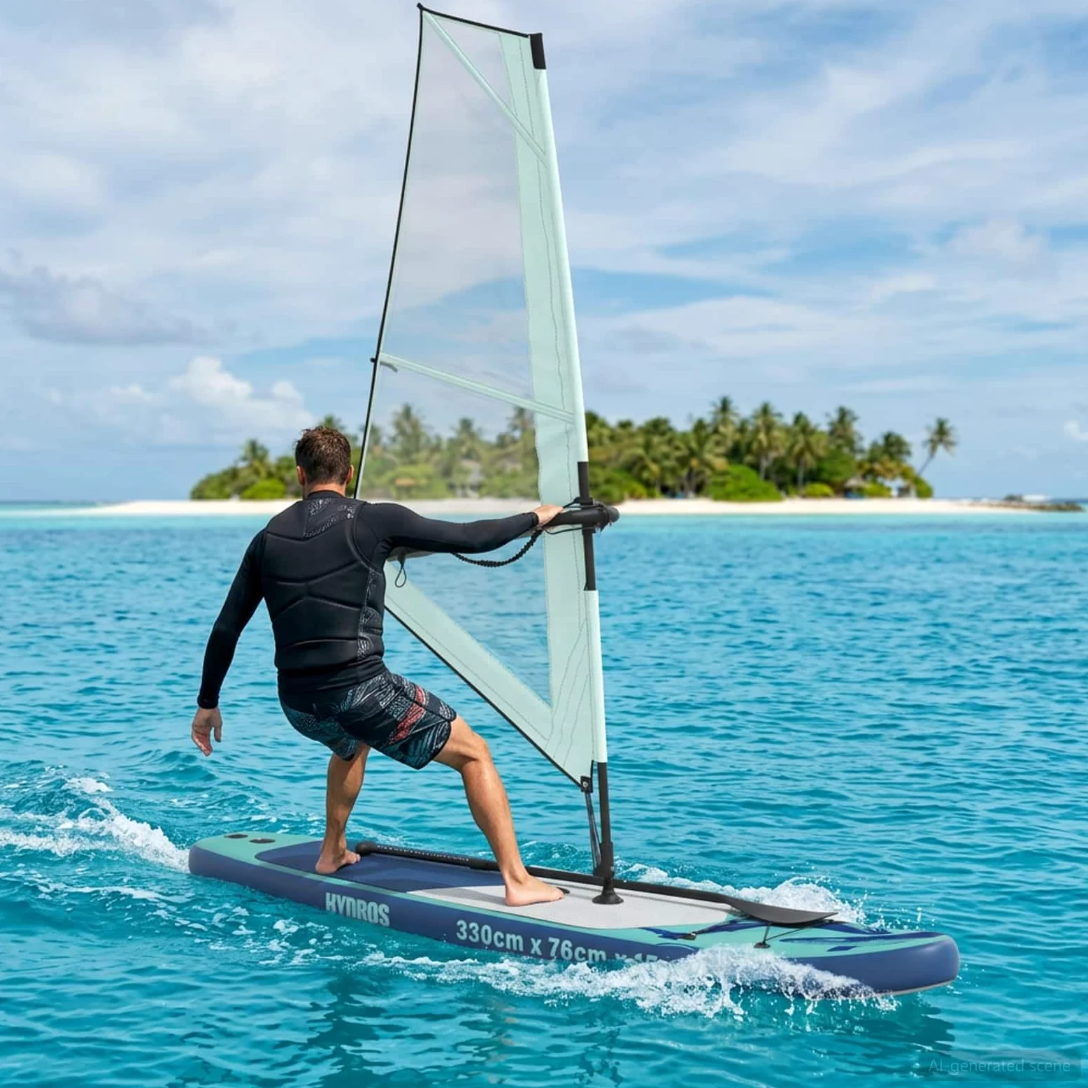 vidaXL Tavola da SUP gonfiabile con vela, in PVC, per esterni, oceano