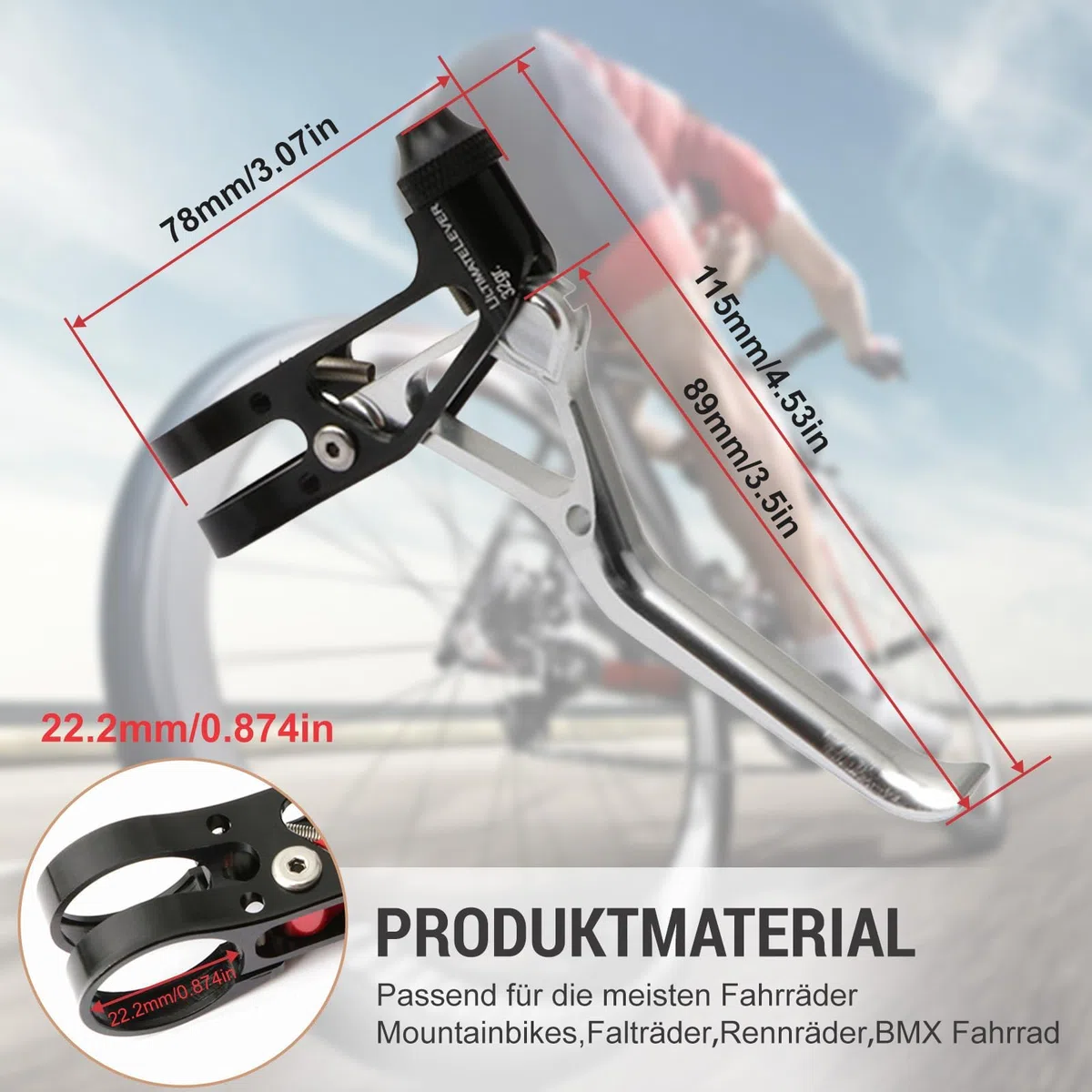 1 paio di leve del freno per bicicletta, ultraleggere, CNC, per BMX, bici da corsa, per MTB, mountain bike, bici da corsa, manubrio del freno (argento)
