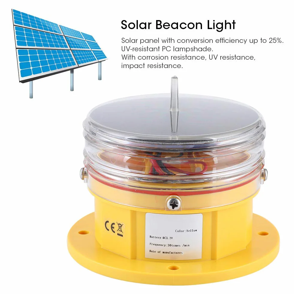 Qiilu Luce Di Fonda 360 Led Luce Di Fonda 360 Led Del Faro A Energia Solare Marina, Ip68 Impermeabile Nave Marine Dock Barge Faro Di Sicurezza Lampeggiante Laterale Illu