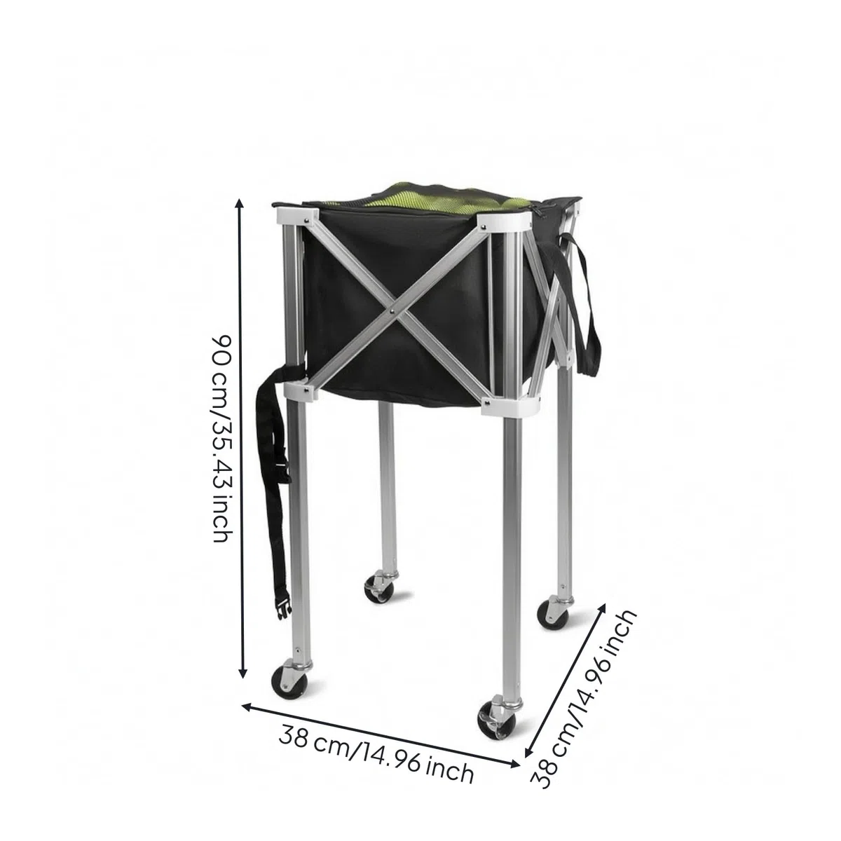 Carrello Porta Palline da Tennis Pieghevole Leggero Carrello Porta Palline da Tennis con Ruote Antiruggine Contenitore per Allenamenti, Tennis Cart