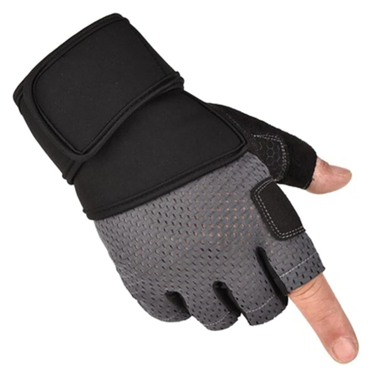 Guanti da guida senza dita, guanti sportivi, guanti mezze dita, guanti for sollevamento pesi for uomini e donne, sport e fitness con supporto for il polso, allenamento in palestra, traspirante(Grey,M)