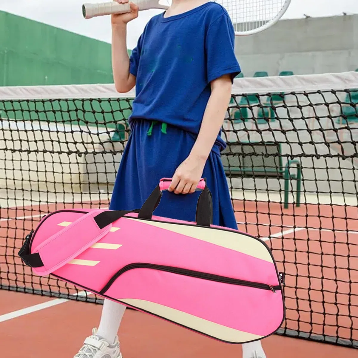 Borsa da badminton per 3 racchette, borsa impermeabile a tracolla, borsa da tennis per uomini, donne, ragazzi e adulti