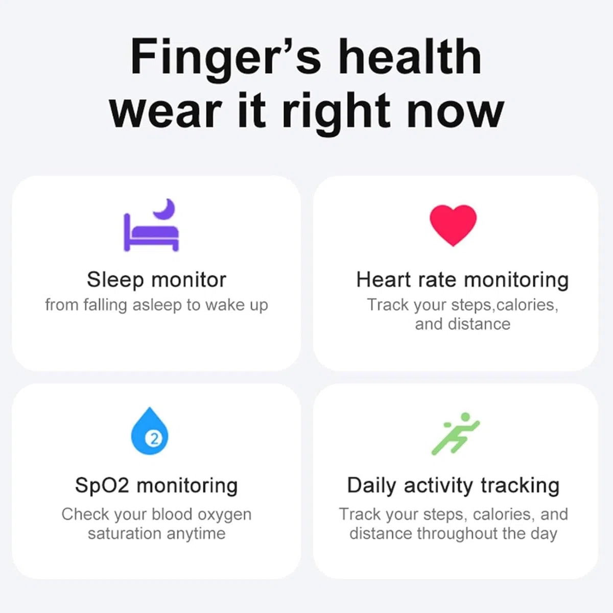 Anello fitness tracker con custodia di ricarica, impermeabile, monitora la frequenza cardiaca, l'ossigeno nel sangue e il sonno per monitorare la salute