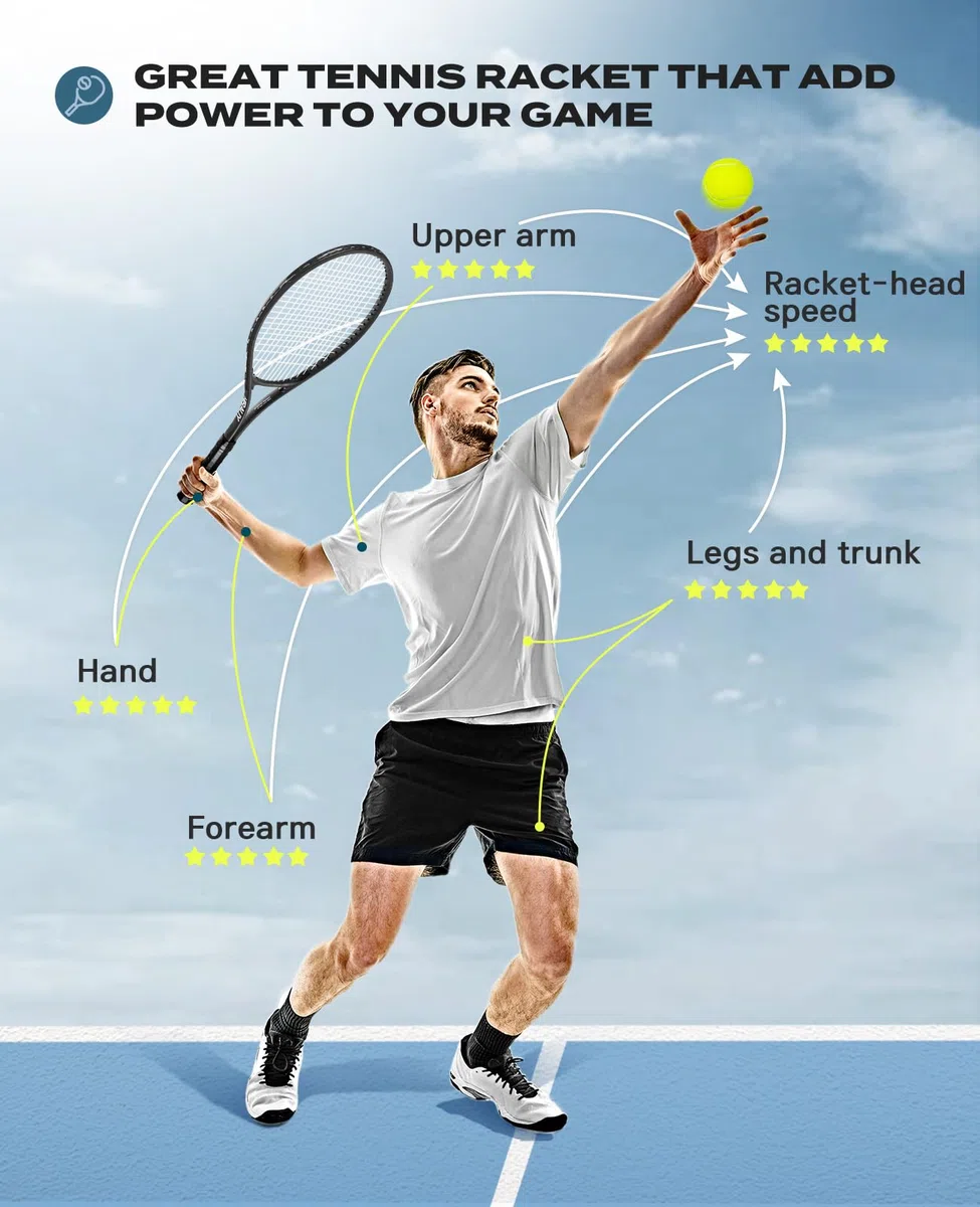 HIRALIY Confezione da 2 racchette da tennis per adulti principianti – Set di racchette da tennis in alluminio leggero da 68 cm, con 3 palline e borsa per il trasporto, smorzamento delle vibrazioni e