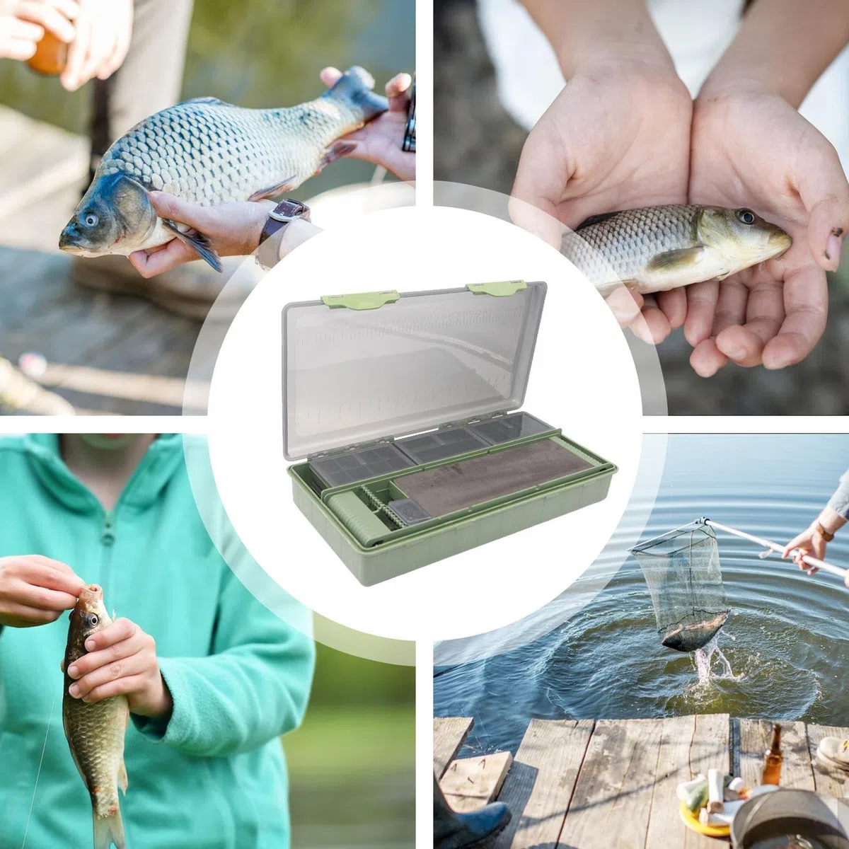 Cassetta Attrezzatura da Pesca 9 Pezzi Grande Capacità Coperchio | Organizzatore per Scatola da Pesca Per Appassionati, Principianti, , Uomini, Donne,