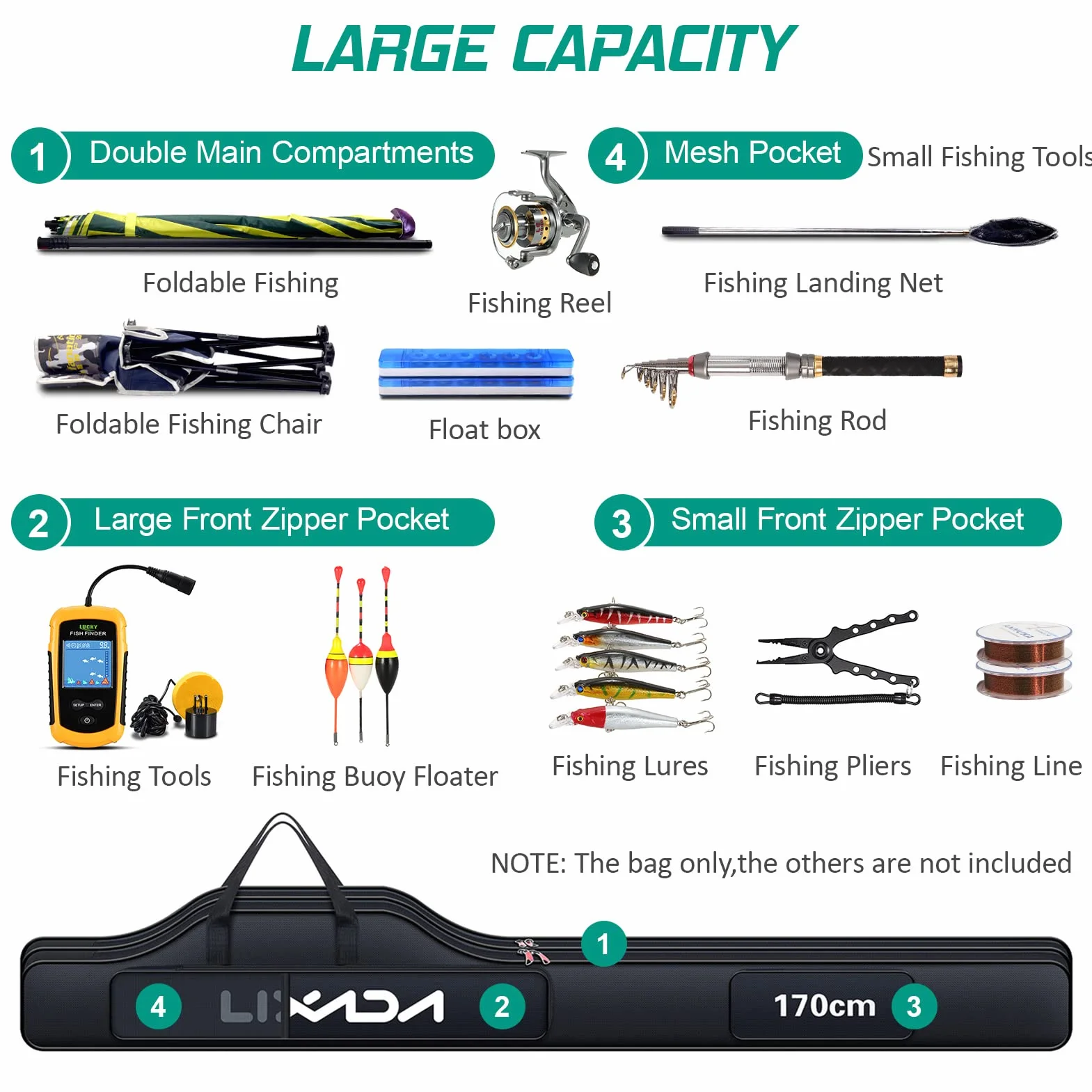210 cm Borsa da Pesca Portatile Pieghevole Canna da Pesca Mulinello Borsa Palo da Pesca Gear Tackle Strumento Carry Case Carrier Borsa da Viaggio Borsa di Immagazzinaggio Organizzatore