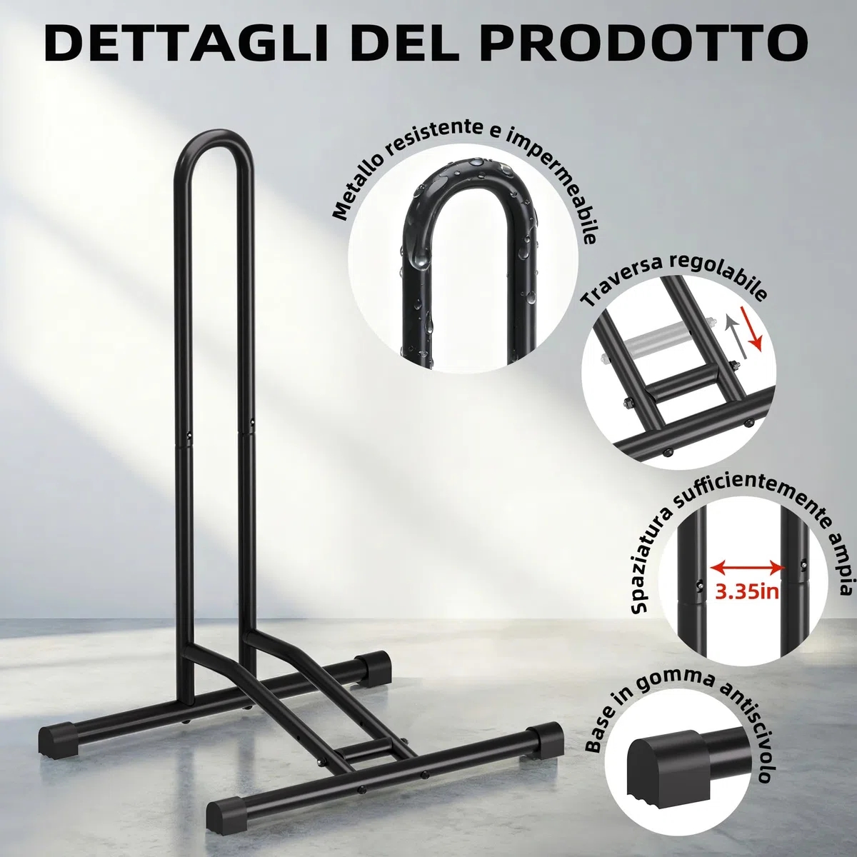 Urban Deco Portabici da Terra, Portabici Rimovibile Porta Bici da Terra, cavalletto Bici rastrelliera Biciclette per Mountain Bike Bici da Corsa MTB, Nero