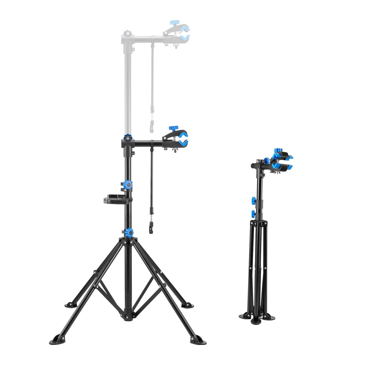 VEVOR Supporto per Riparazione Bici 955 x 940 x 1505 mm Supporto da Lavoro per Bici Resistente, Carico Nominale di 29,9 kg con Altezza Regolabile 835 a 1440 mm e Vassoio Portautensili Magnetico