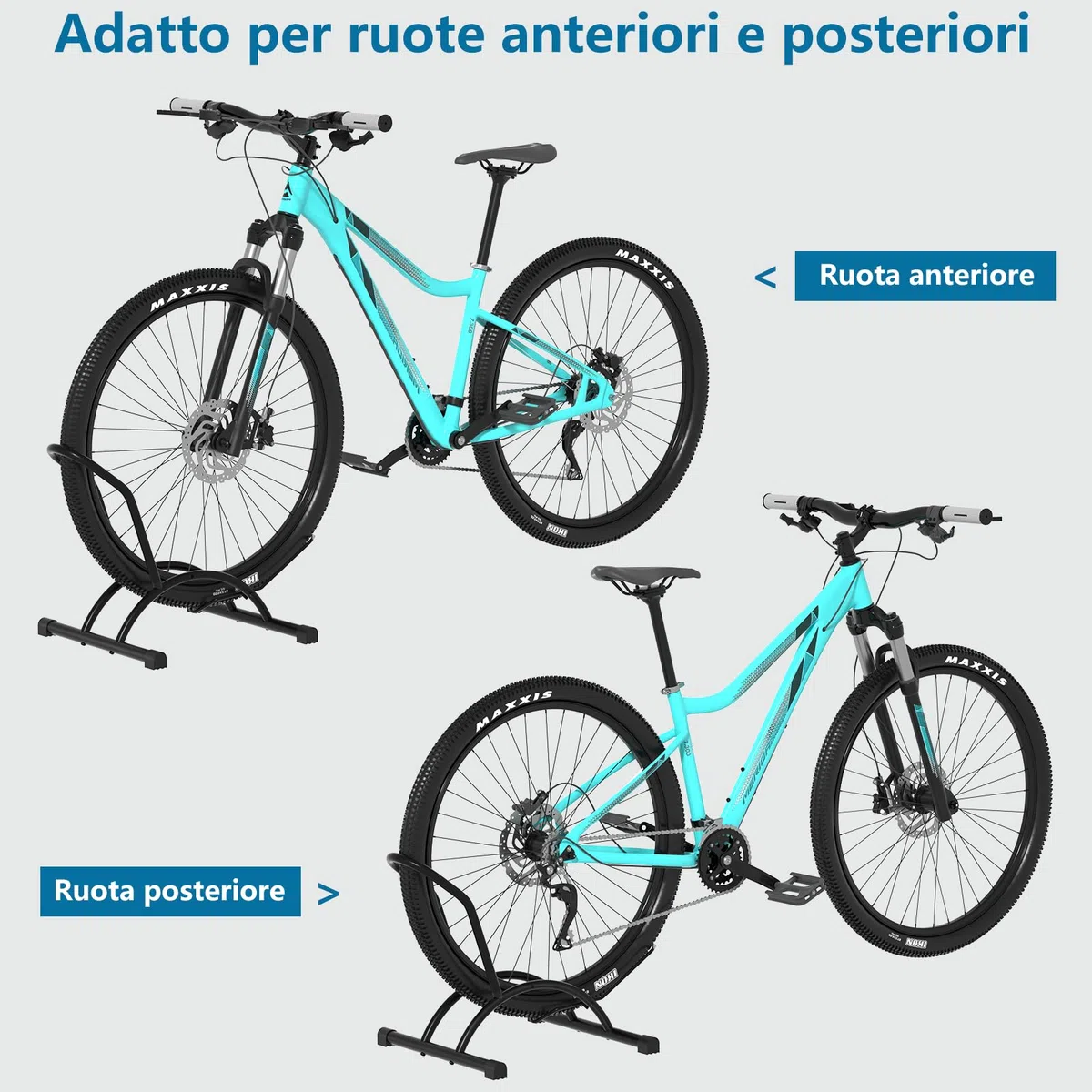Urban Deco Rastrelliera per Biciclette Porta Bici da Terra Cavalletto Bici Supporto Biciclette da 16-29 Pollici Bici