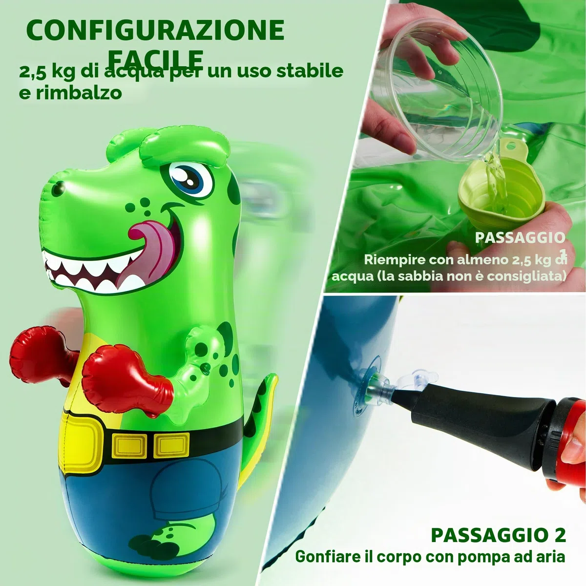 JOYIN Dinosauro T-Rex Gonfiabile Bopper 47 Pollici, Sacco da Boxe per Bambini con Azione di Rimbalzo, Sacco da Boxe Gonfiabile per Bambini