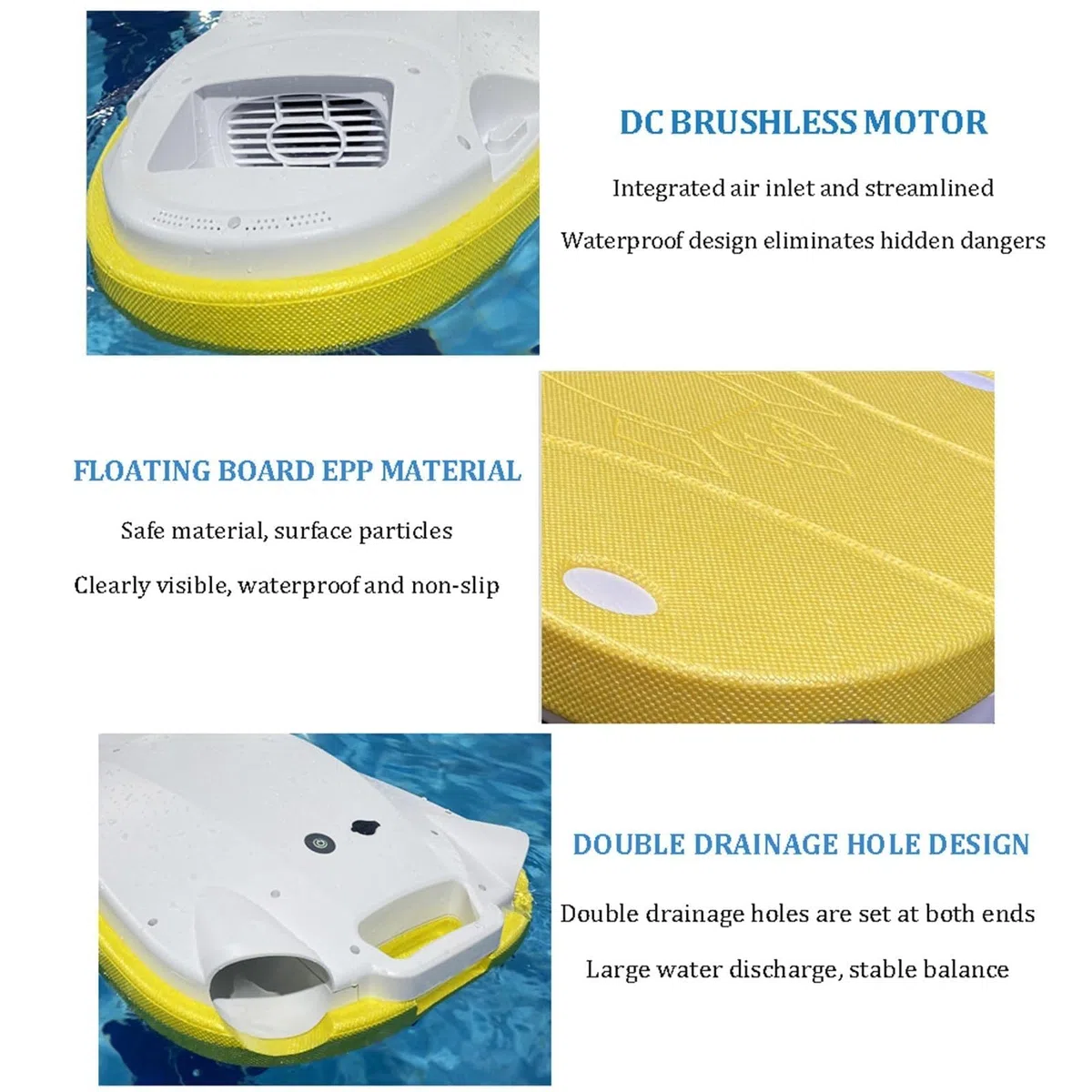 Scooter elettrico subacqueo, galleggiante per piscina motorizzato con capacità di carico di 80 kg e durata della batteria di 50 minuti, per sport acquatici, immersioni, snorkeling