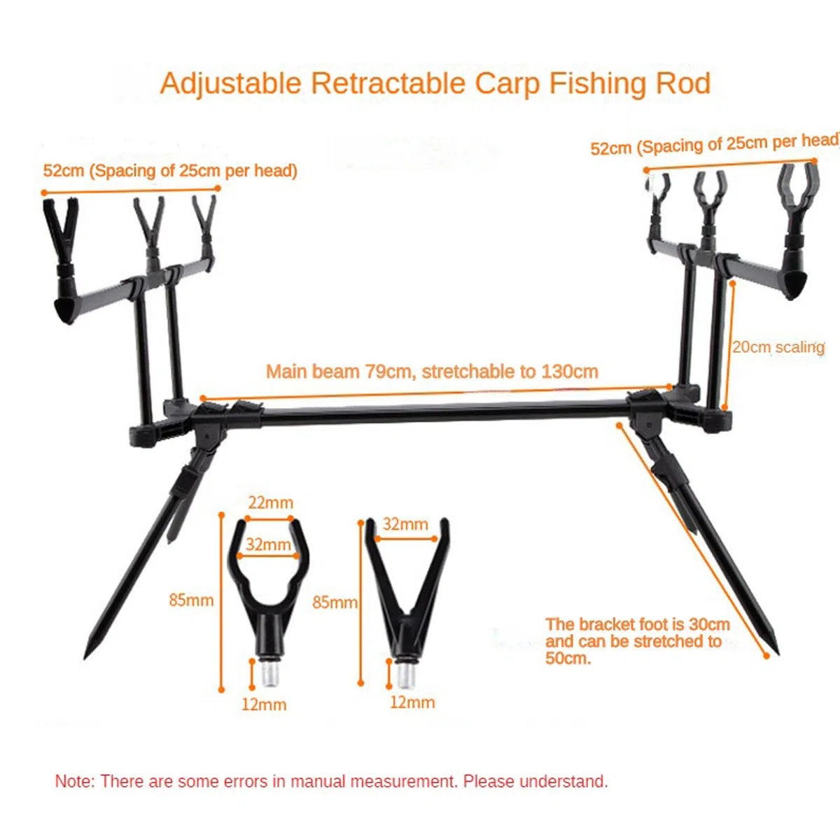 Tiandirenhe Supporto regolabile retrattile per canna da pesca alla carpa, supporto per canna da pesca con 3 allarmi di morso da pesca 3 pezzi per esche da pesca Swinger Set di accessori da pesca