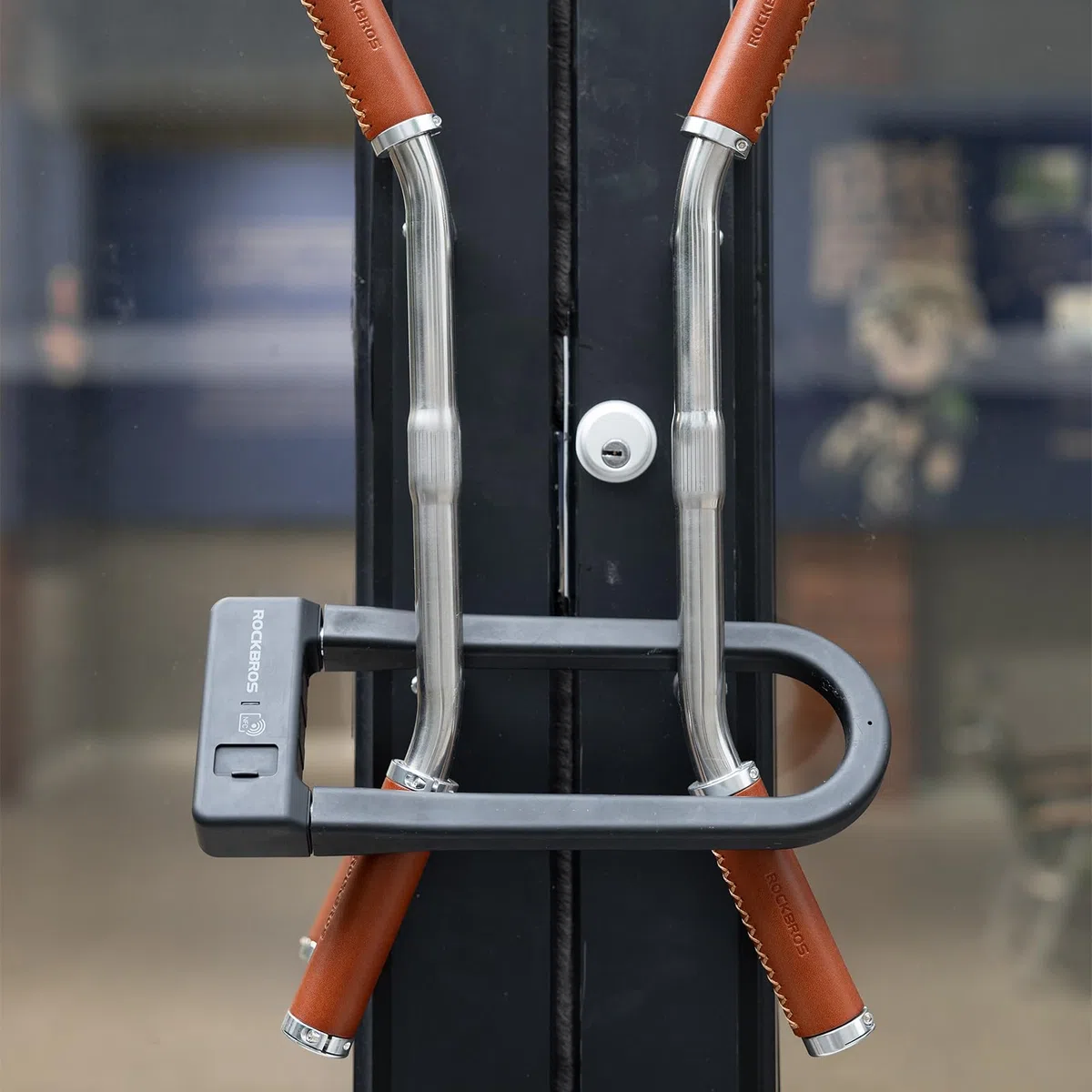 ROCKBROS Lucchetto a U per Bicicletta con NFC, Lucchetto di Sicurezza per Bici Ricaricabile e Antifurto, U-lock per MTB, Bici Pieghevole, Scooter, Monopattini Elettrico
