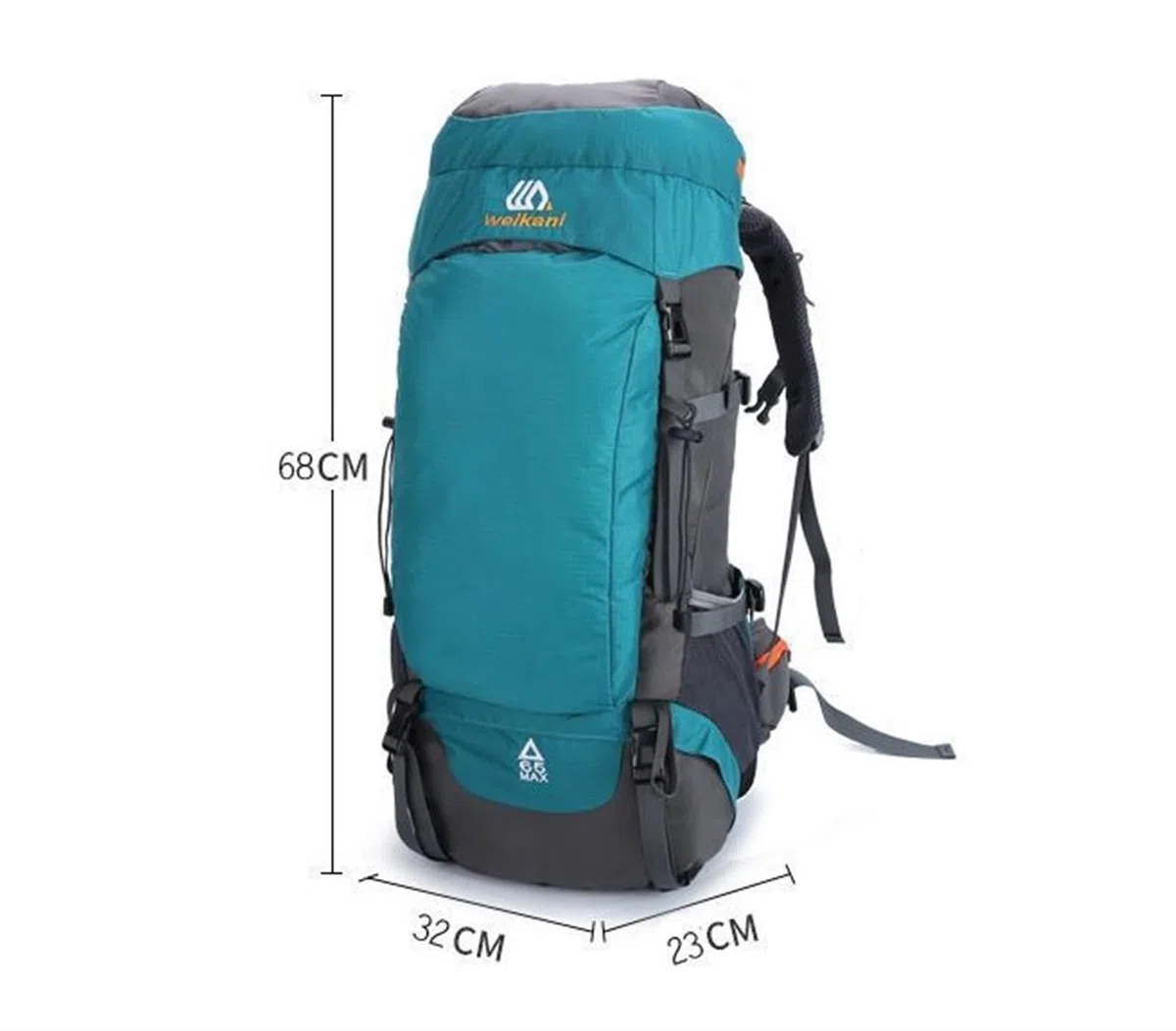 Zaino da Trekking Zaino Leggero da Viaggio 65 Litri per Escursionismo, Impermeabile Resistente E Pratico per Il Campeggio Multifunzionale Viaggio(Oranje)