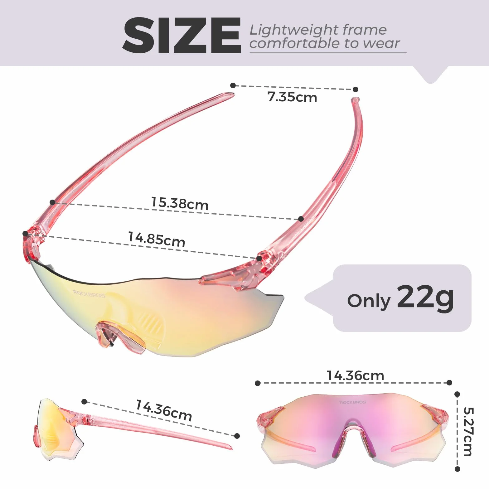 ROCKBROS Occhiali Ciclismo Polarizzati Uomo Donna Senza Montatura | Protezione UV400, Regolabile Leggero Antiscivolo, Occhiali da Sole per Bici MTB Corsa Pesca Guida