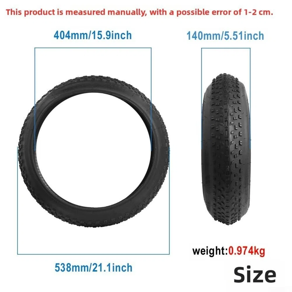 Pneumatico Fat Tire 20x4.0, Gomma antiforatura, battistrada Antiscivolo per Neve e Spiaggia, Compatibile con Mountain Bike elettriche Pieghevoli.