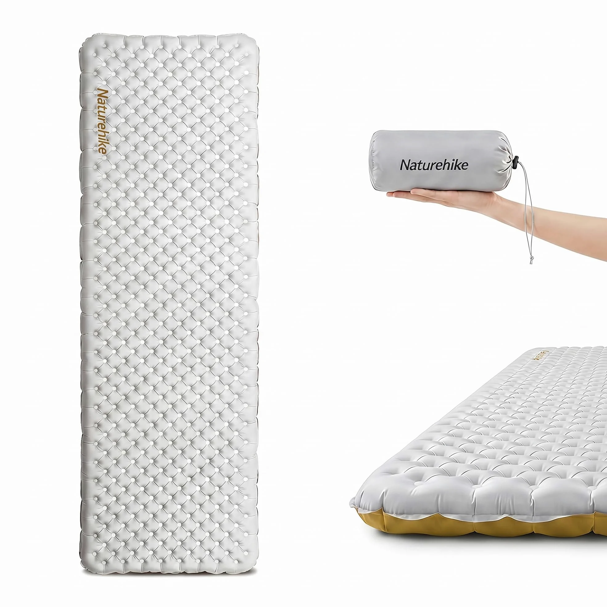 Naturehike Materassino autogonfiante ultraleggero, gonfiabile da campeggio, 3,5 R, durevole, portatile, materasso ad aria per letto singolo, per trekking, escursionismo, alpinismo, backpacking
