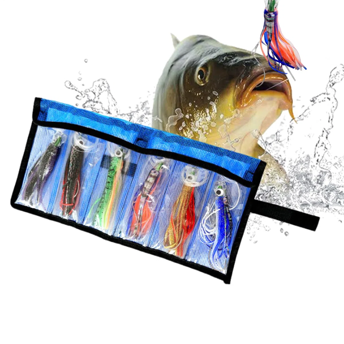 Esca artificiale da pesca con calamari, 6 esche da pesca in acqua salata, per trote di salmone dolce e persico