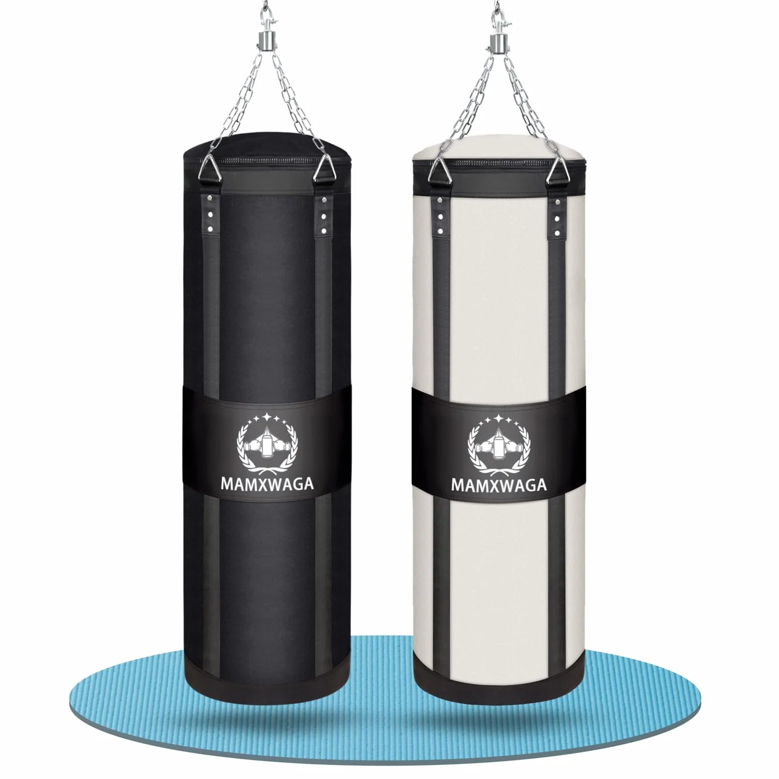 Sacco da Boxe Tela per Adulti 120cm, Pesanti Sacchi Pugilato da Appendere con Rotatore, Non-Riempito Canvas Punching bag Portata Massima 80kg