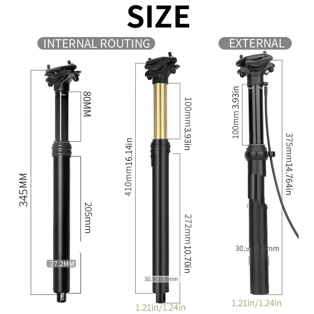 Bici Bicicleta Per ZOOM MTB reggisella per bicicletta Reggisella | 27,2 mm 31,6 mm Maniglia interna esterna in alluminio Controllo filo 100 mm