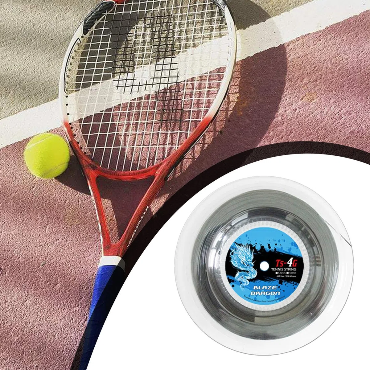 Corda per racchetta da tennis, Corda da tennis - Corda per racchetta da | tennis con grande 4G - Corda da tennis, filo rigido primario per pratica, filo per racchetta per persone con lesioni a