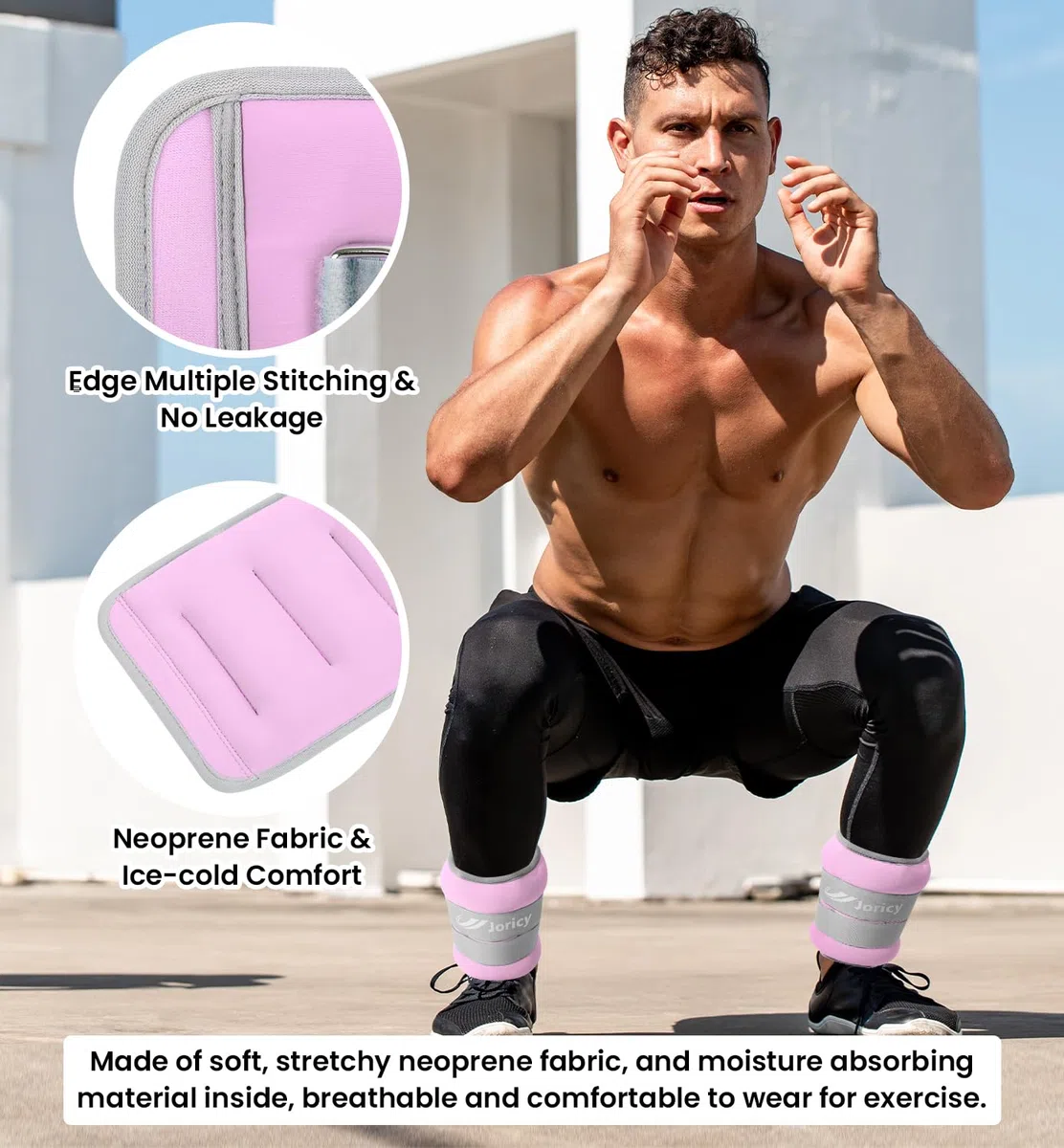 JORICY Pesi per Caviglie, Cavigliere Pesi Caviglie con Strisce Regolabili Set di 1 2 3 4 5 6 8 10 kg Peso Caviglia Cavigliera Pesi Polsi e Caviglie per Palestra Pilates Fitness Donna Uomo