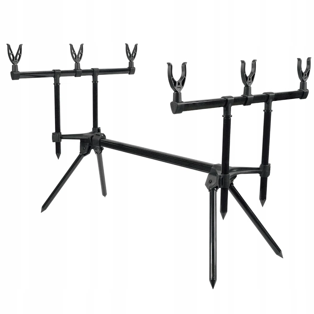 A&N Rod Pod per 3 canne – Supporto per canna da pesca regolabile 75 – 124 cm, robusto supporto per canna da pesca con filettatura universale per indicatore di morso, inclusa borsa per il trasporto