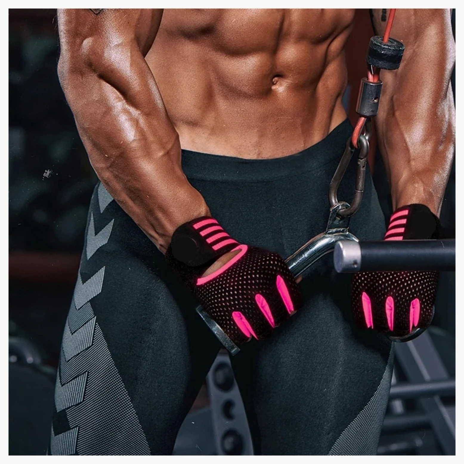 Guanti da palestra Guanti fitness da donna for uomo Guanti protettivi in ​​silicone antiscivolo for bodybuilding Guanti for sollevamento pesi Guanti da allenamento estivi traspiranti da palestra(Pink,