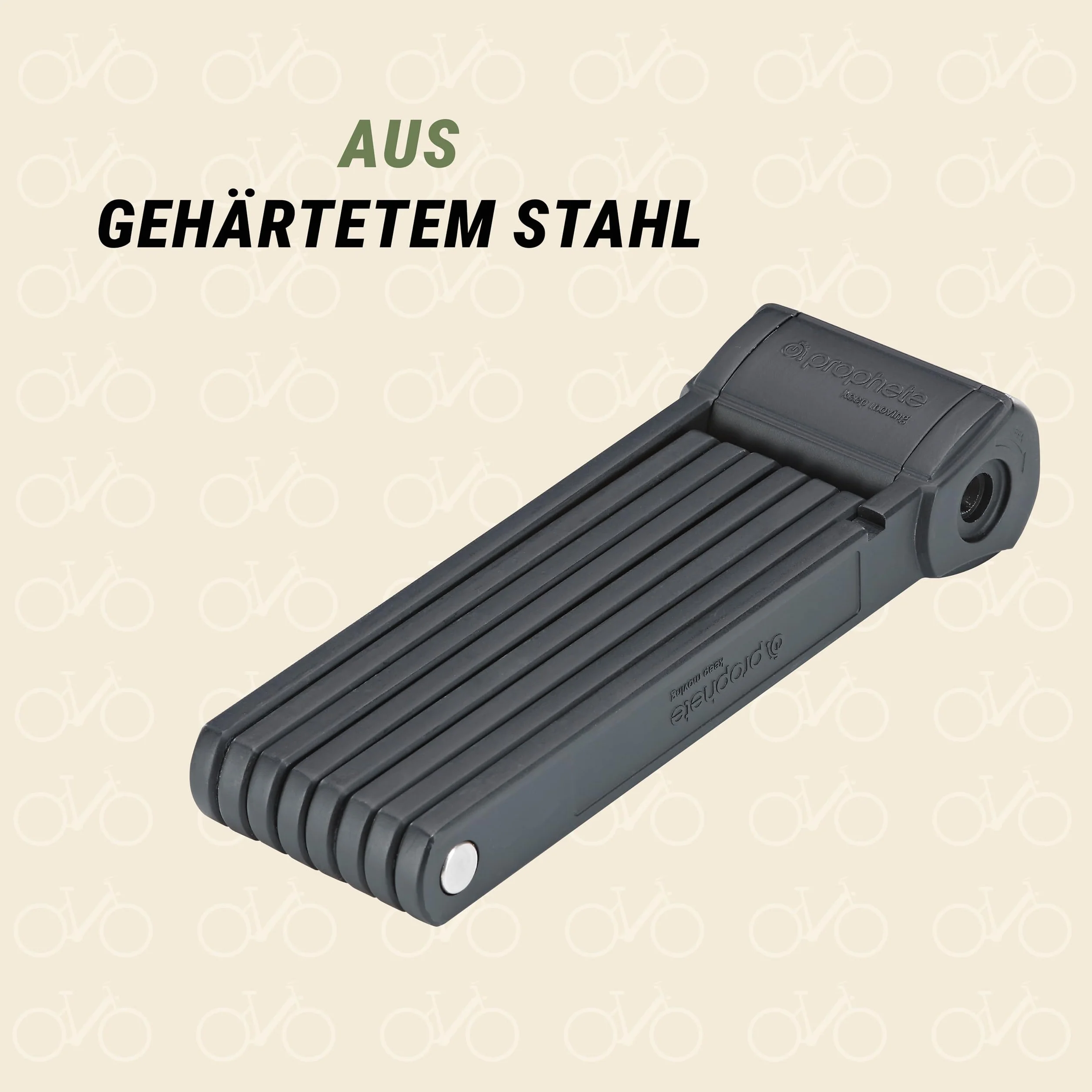 Prophete Lucchetto pieghevole XXL 120 cm – Acciaio temprato con tecnologia Laser Cut – Include supporto per bicicletta, e-bike ed e-scooter – Antifurto sicuro