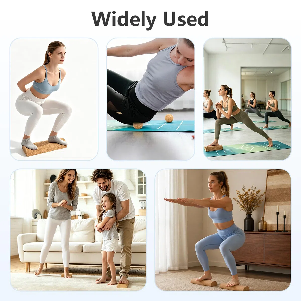 Cork Balance Training Set con Tappetino Yoga, Balance Board in Sughero | Blocchi di Equilibrio Rullo, Palla Massaggio e Fasce Stretch Dita, Kit Allenamento Piedi e Caviglia Antiscivolo per Stabilità