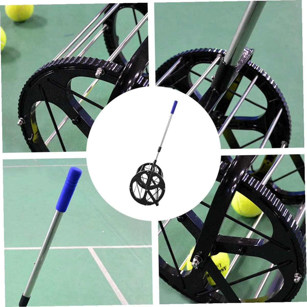 Raccoglipalle da Tennis Regolabile, capacità 55 Palline, Raccolta | Nailon e Metallo, Rotelle Fluide, Leggero e Portatile, per Tornei e Allenamento