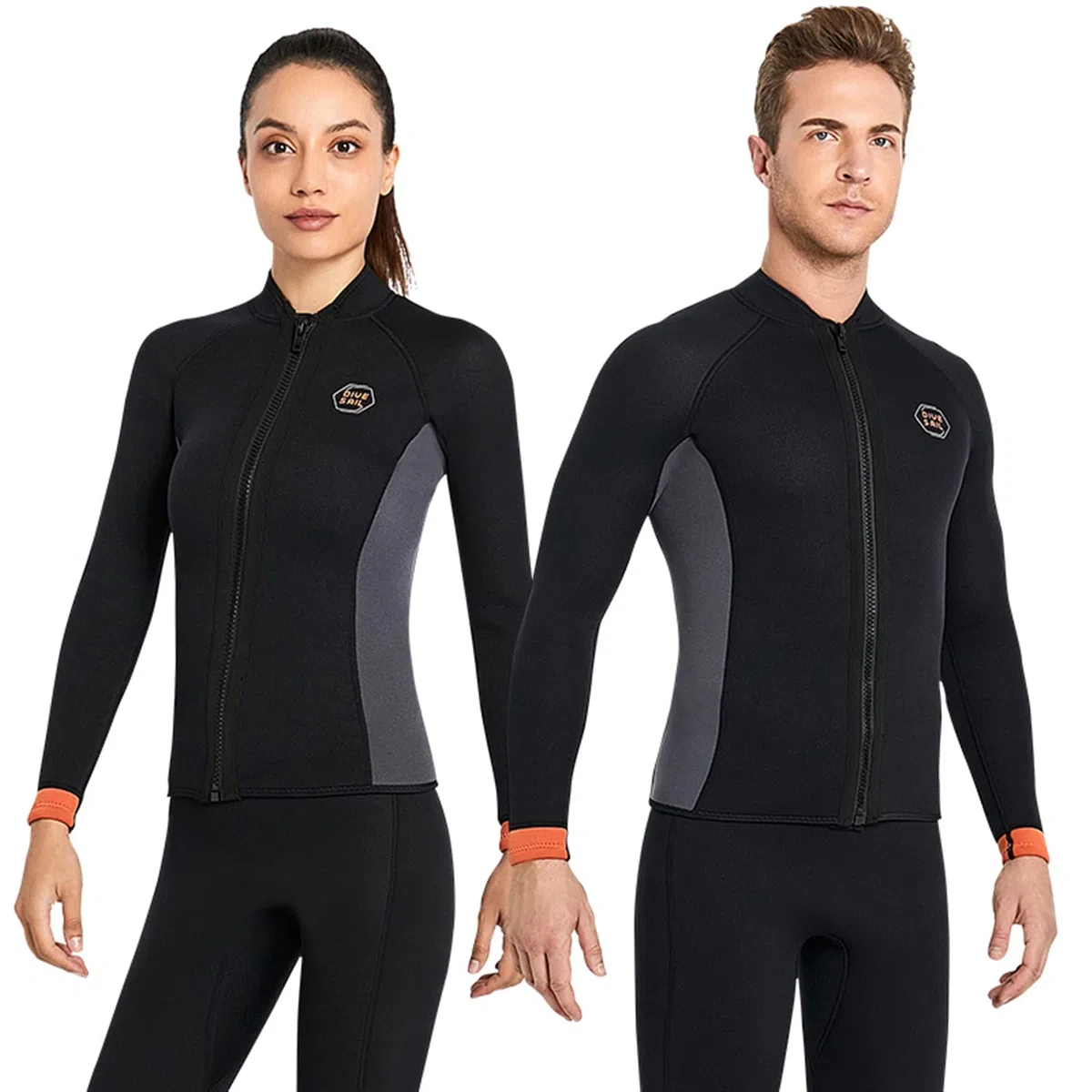 Uomo Donna Muta da 3 mm a manica lunga Zip Frontale Ultra-Stretch per immersioni, surf, snorkeling e nuoto