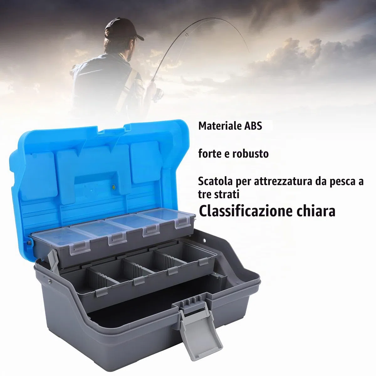 Scatola Grande per Attrezzatura da Pesca con Cassetti - Multifunzionale in Plastica