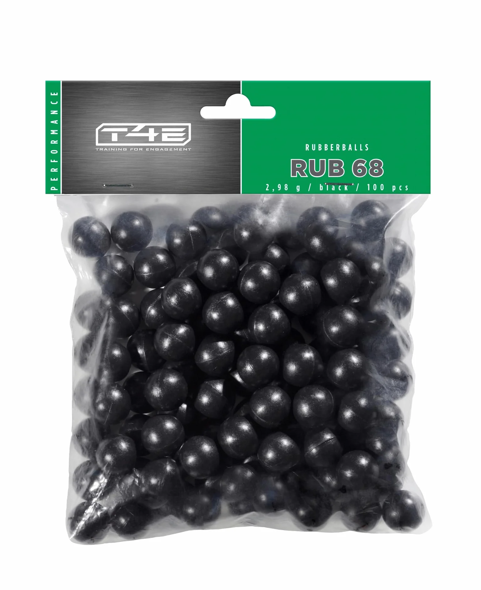 T4E - Palline da paintball RUB 68, calibro munizioni, 2,98 g, 100 pezzi, colore: Nero