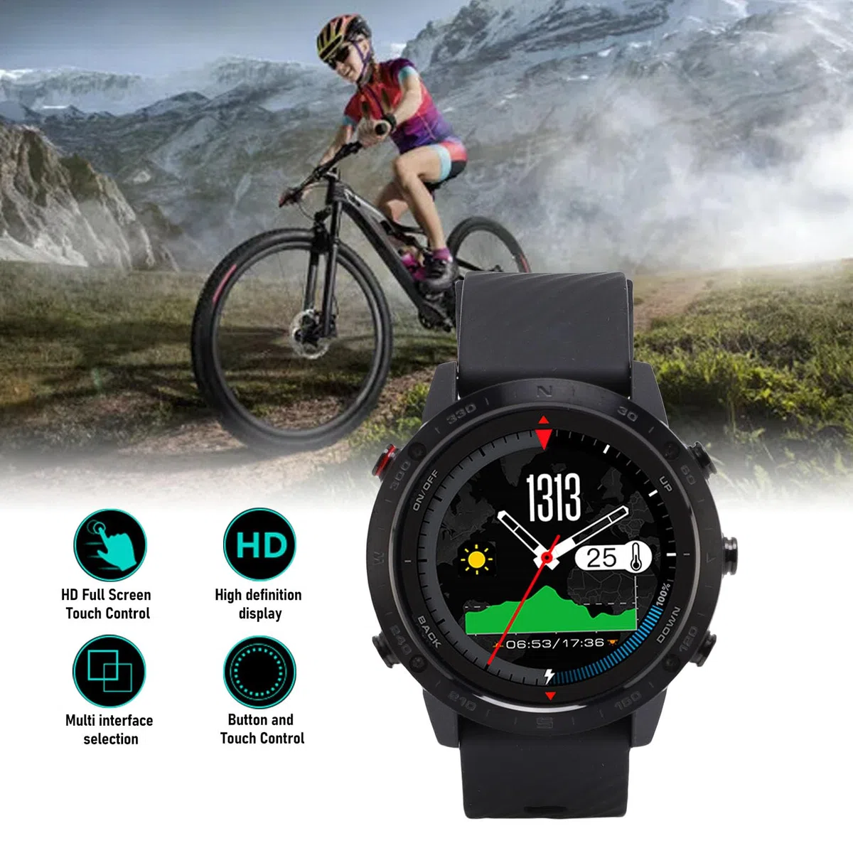 Socobeta Smartwatch Sensore di profondità per Immersione Impermeabile Barometro Orologio Sportivo per Uomo Nuoto Corsa (Grigio)