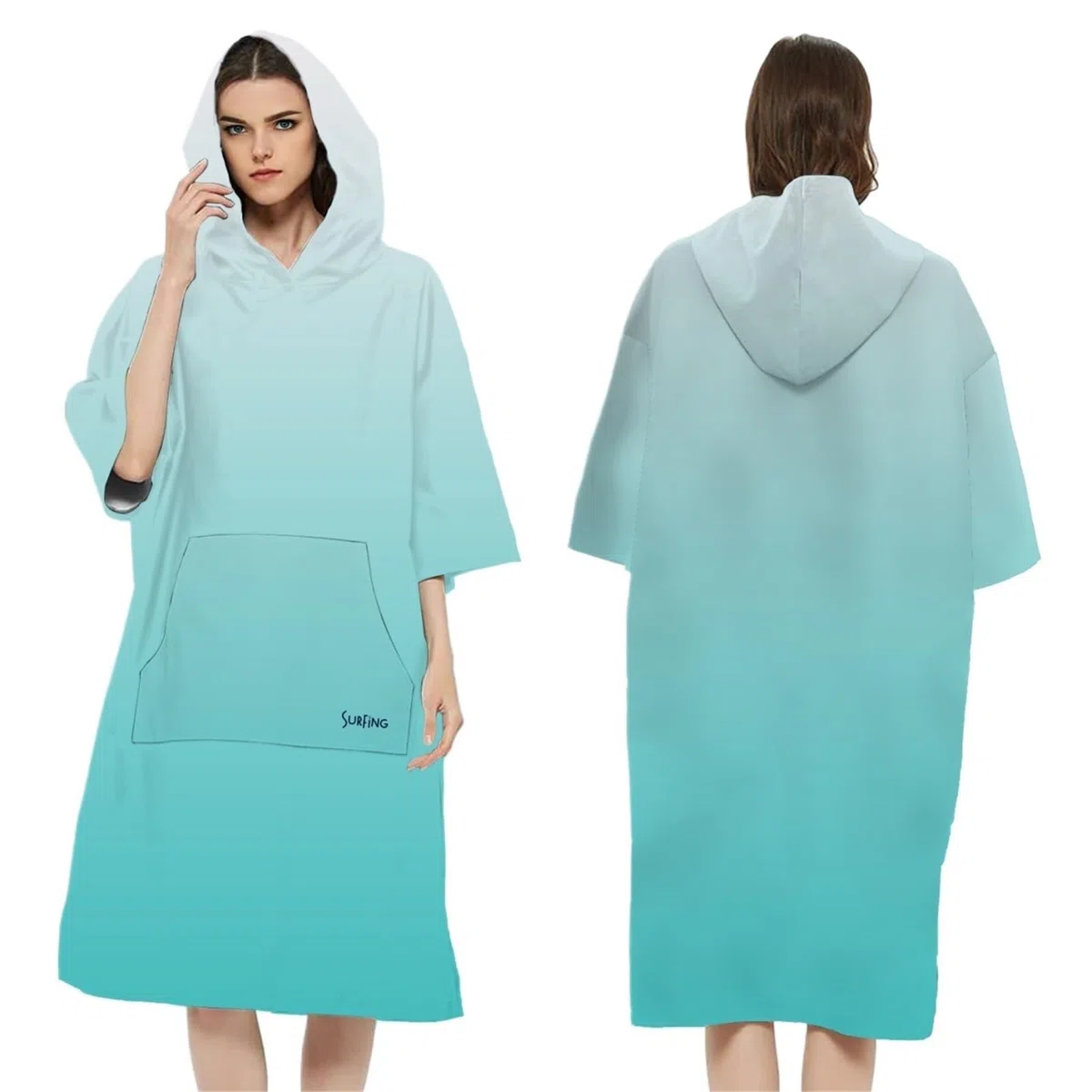 Poncho, asciugamano, accappatoio, poncho ad asciugatura rapida, con cappuccio, da spiaggia, for adulti per Spiaggia e Sport Acquatici(Blue 2)