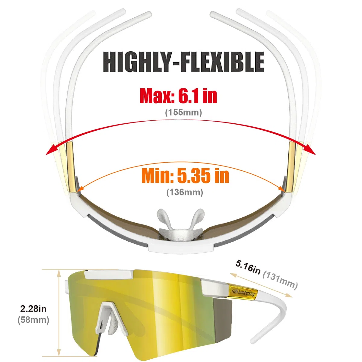 HTS HUNTERSKY Huntersky Z87 UV400 Occhiali da sole per uomo e donna, per corsa, ciclismo, baseball, sport all'aria aperta
