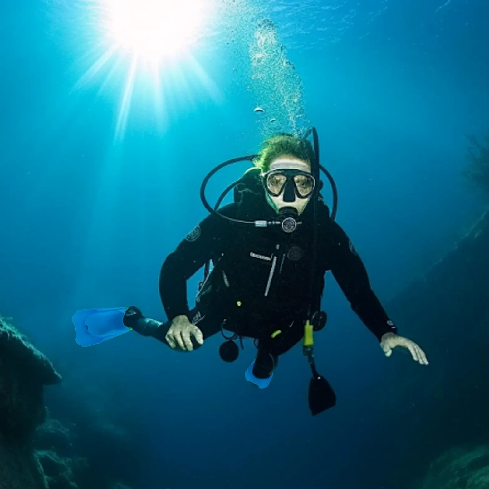 Pinne per il nuoto - Modello in silicone con tacco aperto, corto e portatile - leggere per le immersioni | per uomini, donne e principianti in piscina, spiaggia, mare, immersioni subacquee, snorkeling