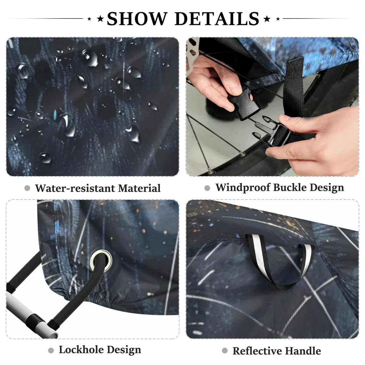 Black Leopard Copertura per bici da esterno impermeabile con fori di bloccaggio anti polvere pioggia neve UV Storage Mountain Road Copertura per bici elettrica adatta per la maggior parte dei kit per