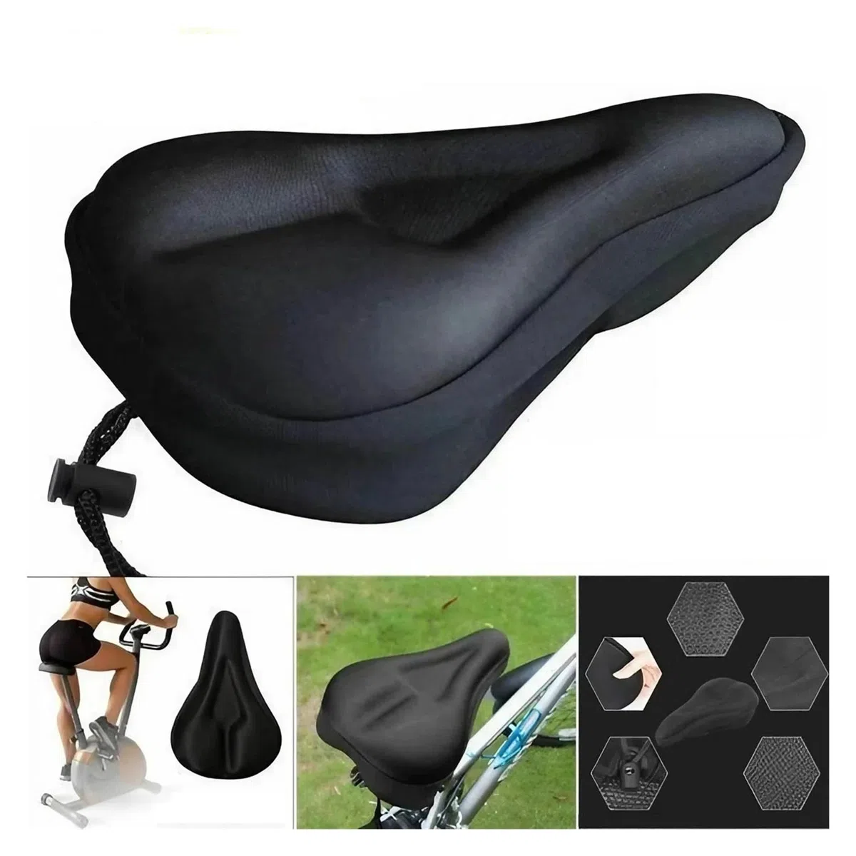 Sella per bicicletta 3D Bike Seat Cover imbottito ampio gel morbido Pad Cuscino per esercizi