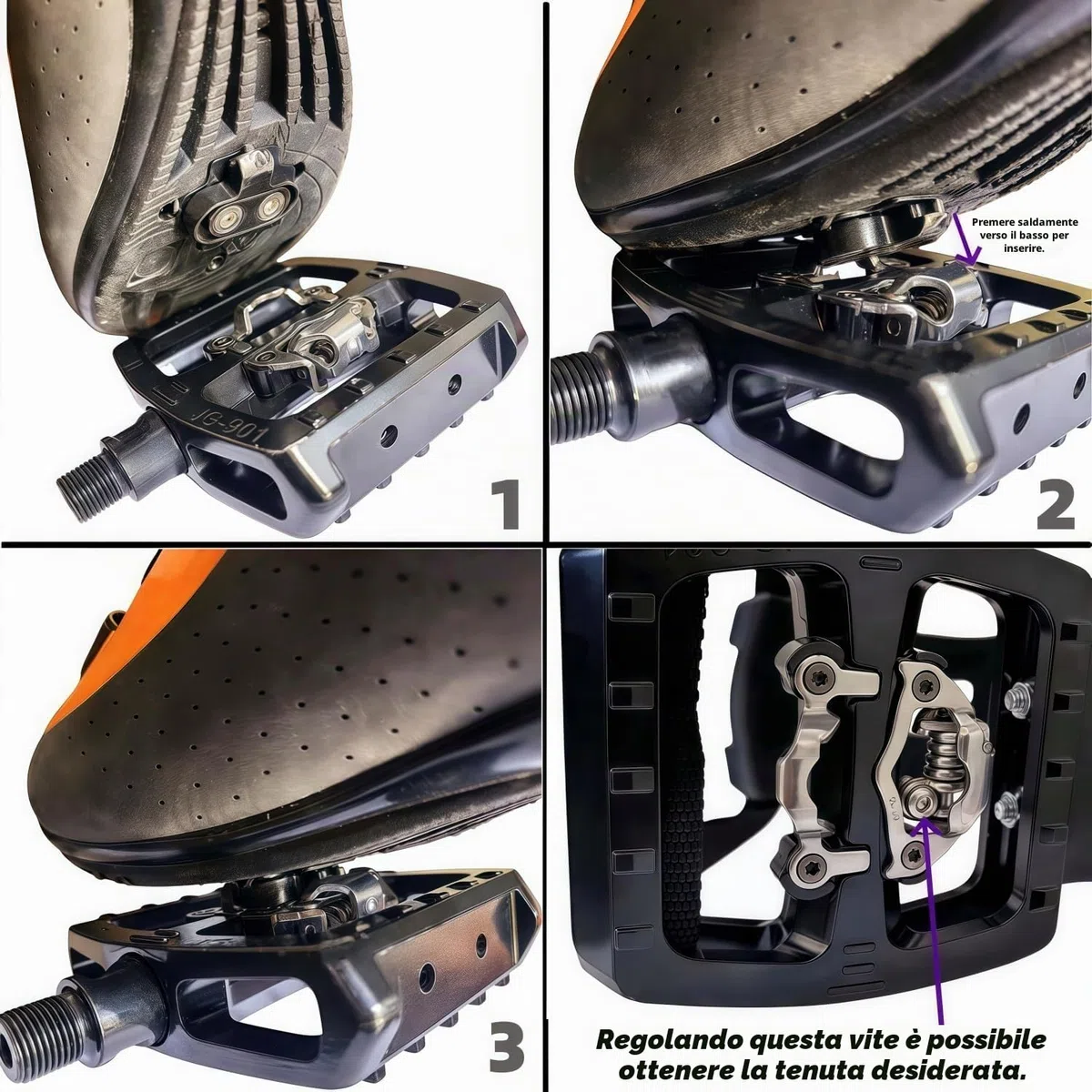 YBEKI SPD - Pedali ibridi [2 in 1] - Pedale a scatto e piattaforma con gabbia/cinghia | Compatibile con Shimano SPD | Asse 9/16" per biciclette indoor, spinning, cyclette