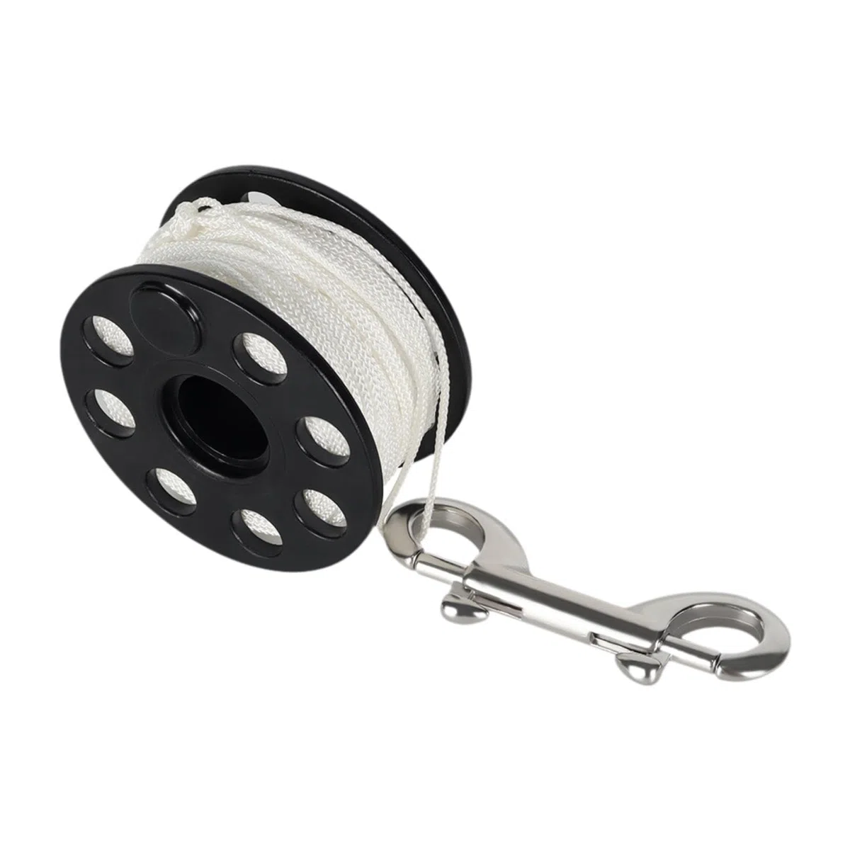 Mulinello da Immersione, Mulinello da Sub, Mulinello a Dito, Mulinello a Mano con Filo di Nylon Intrecciato, Doppio Moschettone, Antiscivolo, per Imme, Nero