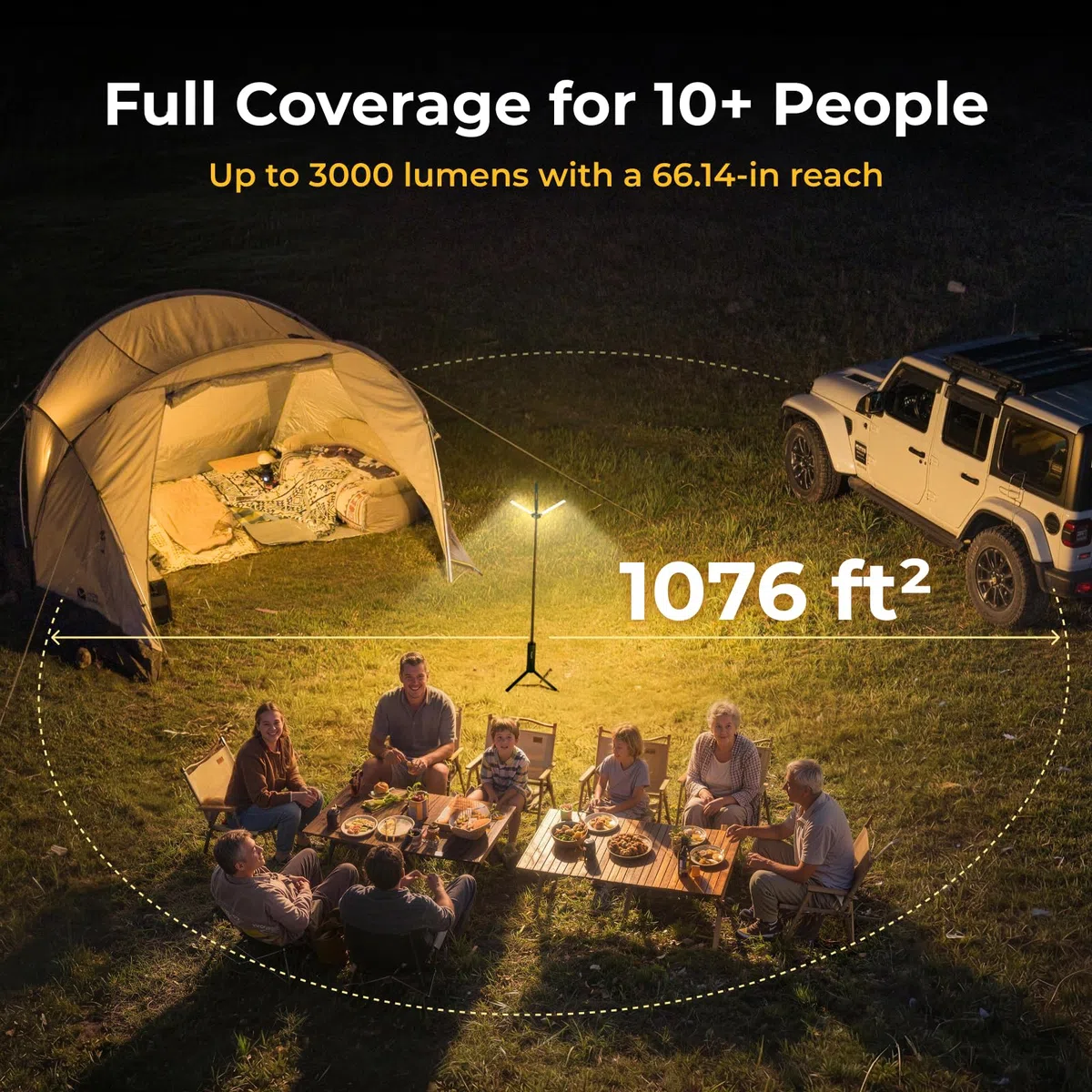 BougeRV Lampada da campeggio telescopica, 15600 mAh, lanterna ricaricabile, luce da campeggio portatile, 1000 x 3 lumen, luce da campeggio girevole per tenda, emergenza, all'aperto, resistente