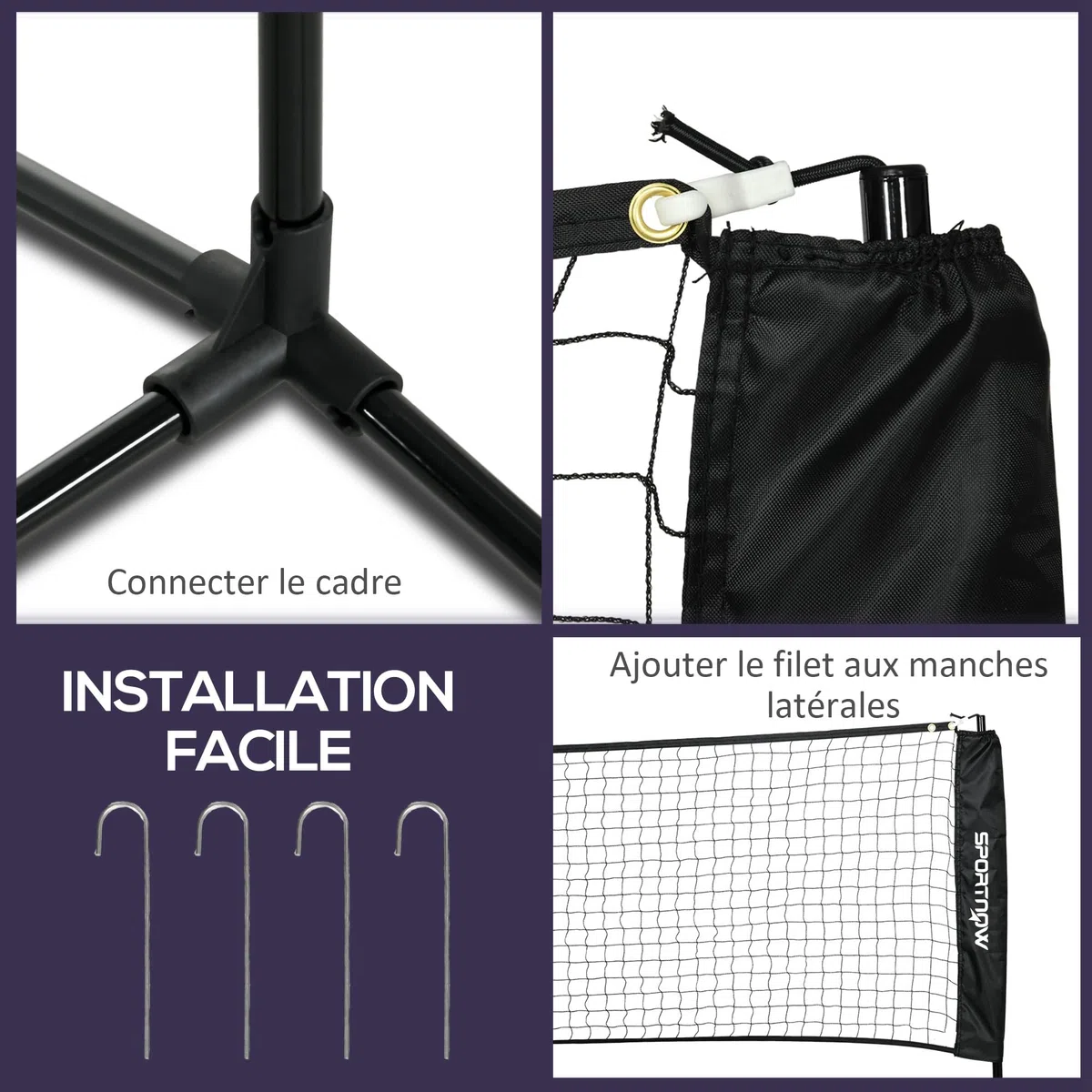 SPORTNOW Badminton - Set completo di 3 in 1, da calcio e pallavolo, giochi sportivi all'aperto con rete regolabile in altezza 107-155 cm