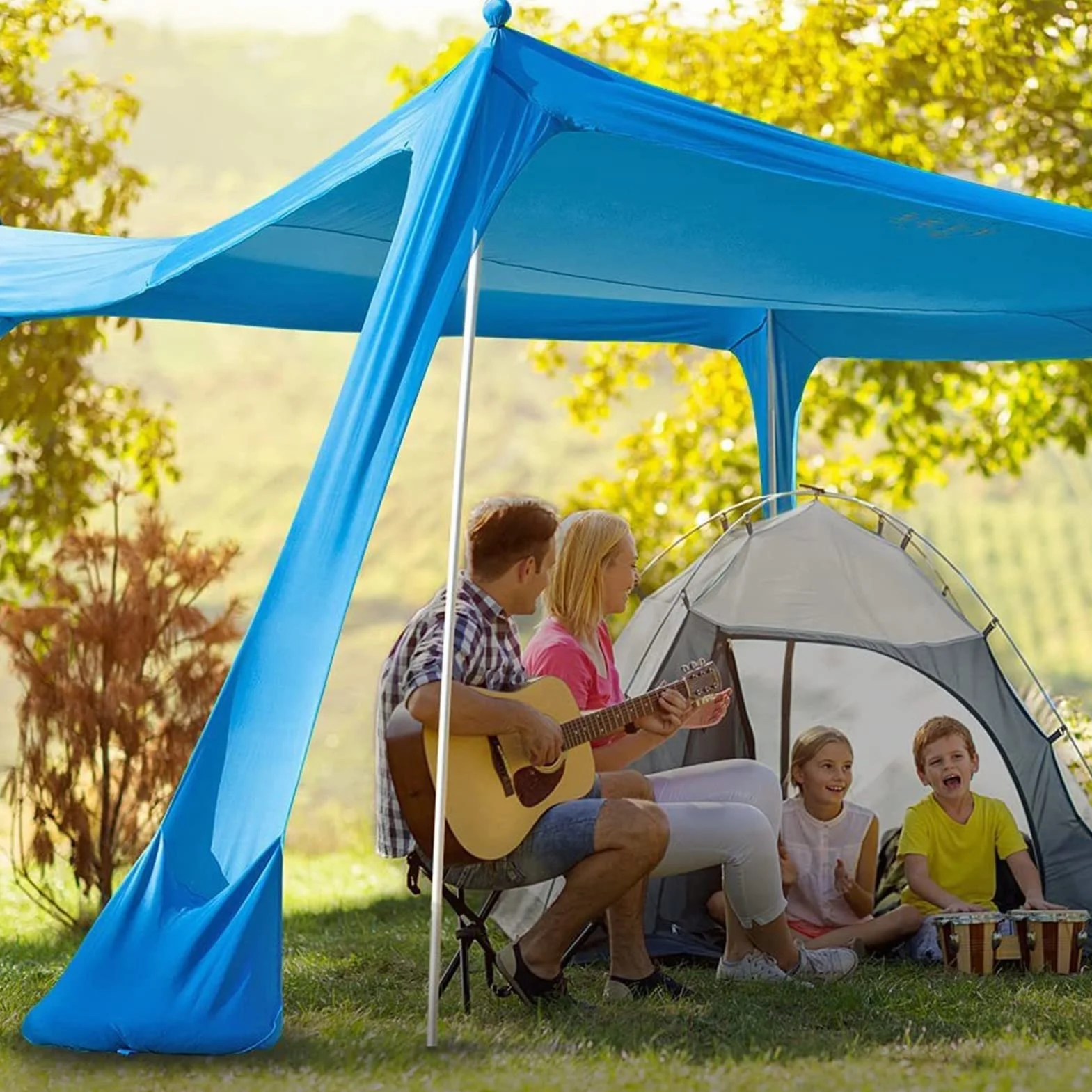 KirdumeTenda da Spiaggia Design Sun Shelter UPF50 Portatile, con Ancoraggio A Sabbia, 2 Pali in Alluminio, Borsa per Il
