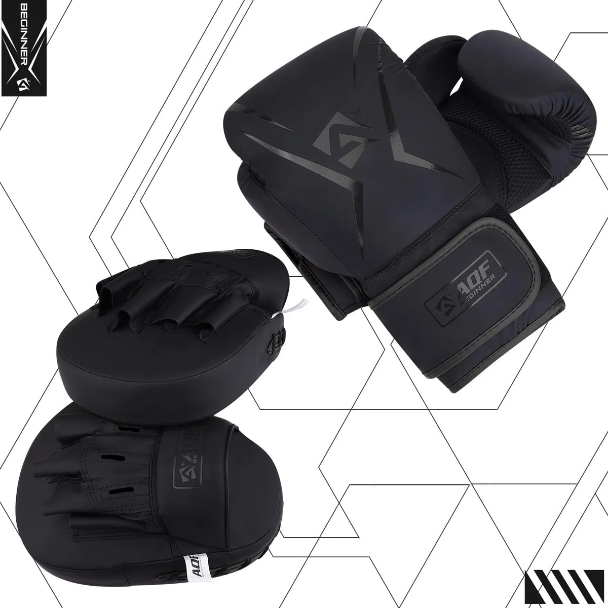 AQF Guantoni Da Boxe Con Colpitori Boxe, Adulto Kit Di Kick Boxing, Guanti Pugilato & Pao Muay Thai Set Per Sacco Da Box Allenamento, Boxing, MMA, Karate & Arti Marziali Uomo Donna