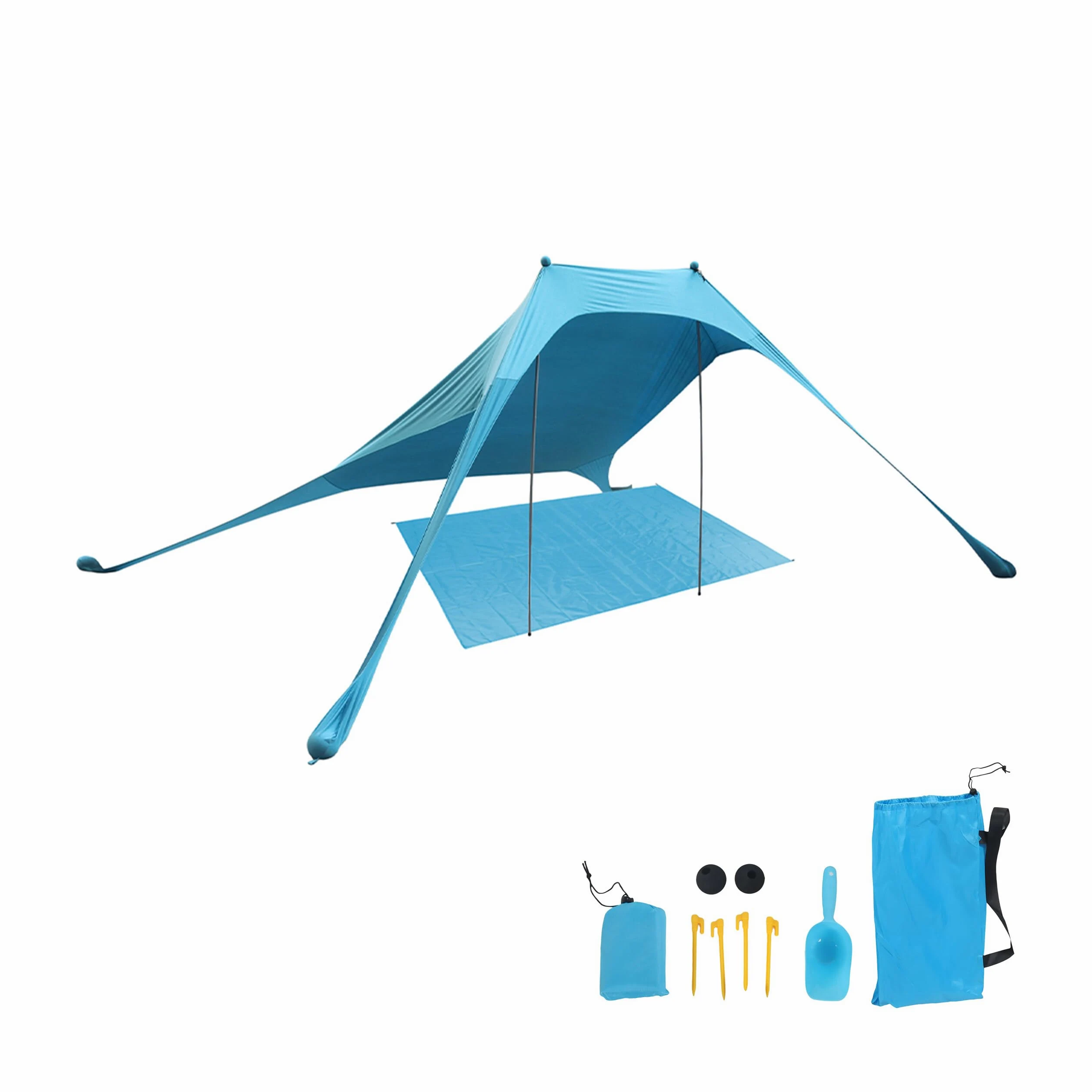 Relaxdays Tenda da Spiaggia con Protezione UV 50+, per 2-4 Persone, 200 x 210 cm, Sacca, Blu