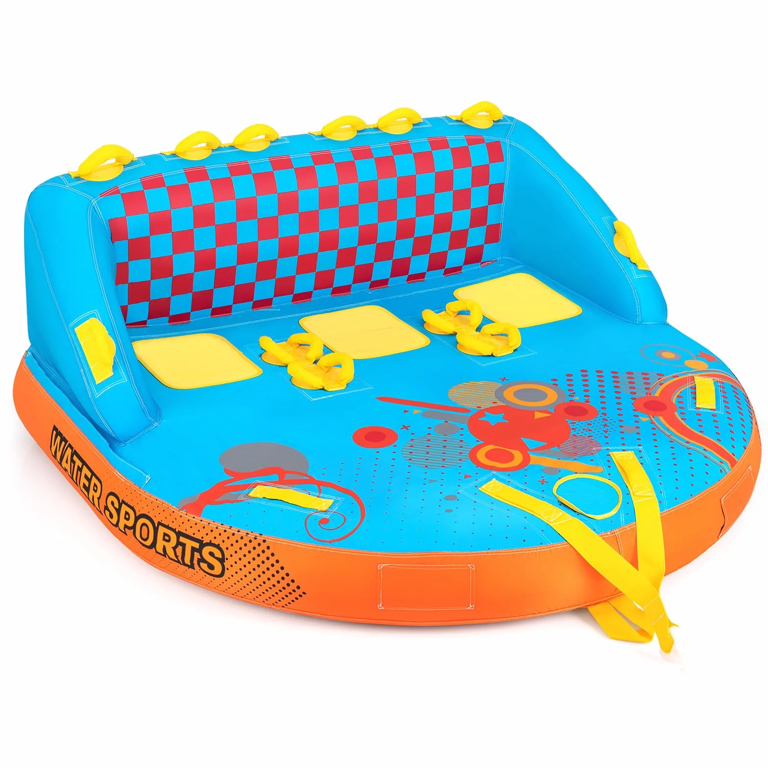 HOMASIS Boa barca gonfiabile in nylon per 3 persone carico 300 kg, galleggiante trainato gonfiabile con rimorchio copertura per nautica da diporto, 193 x 189 x 82 cm
