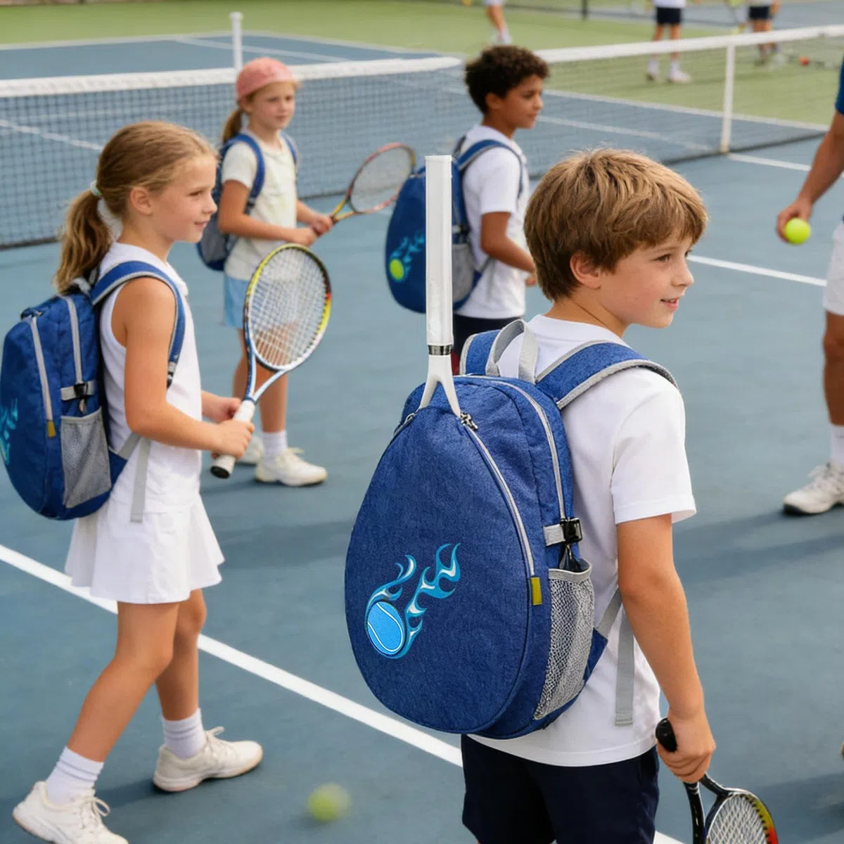 Borsa da tennis per bambini, zaino per racchette da pickleball, borsa sportiva di grande capacità con tessuto robusto, attrezzatura sportiva con facile conservazione, attrezzatura da allenamento